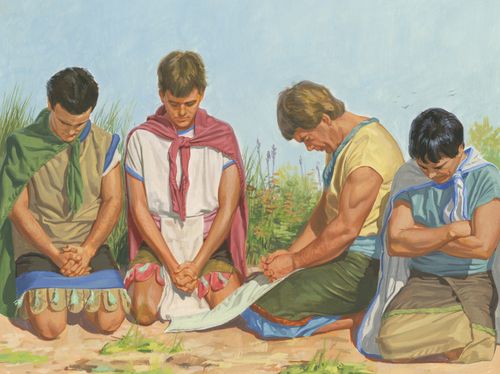 four sons praying