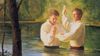 「オリバー・カウドリにバプテスマを施すジョセフ・スミス」デル・パーソン画