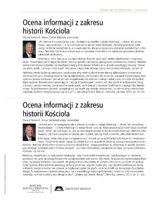 ulotka, Ocena informacji z zakresu historii Kościoła