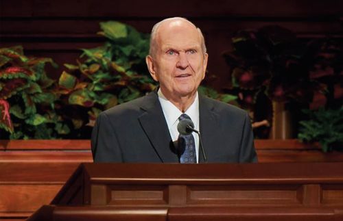 President Russell M. Nelson speaking at general conference