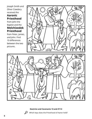 Restoration of the Aaronic and Melchizedek Priesthoods coloring page