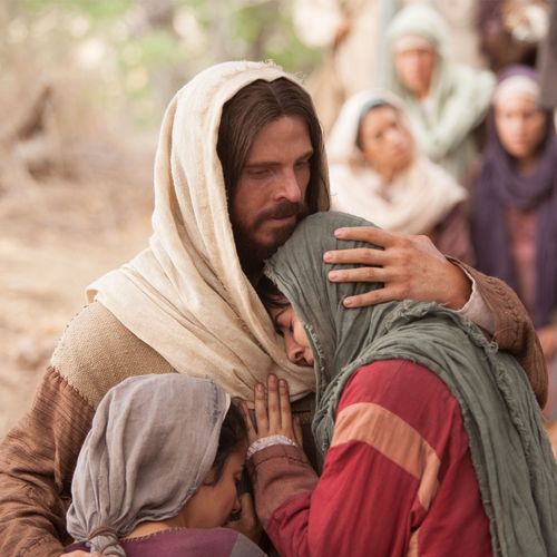 Cristo abraçando Maria e Marta