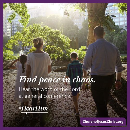 A photo of a family combined with the words, "Find peace in chaos."