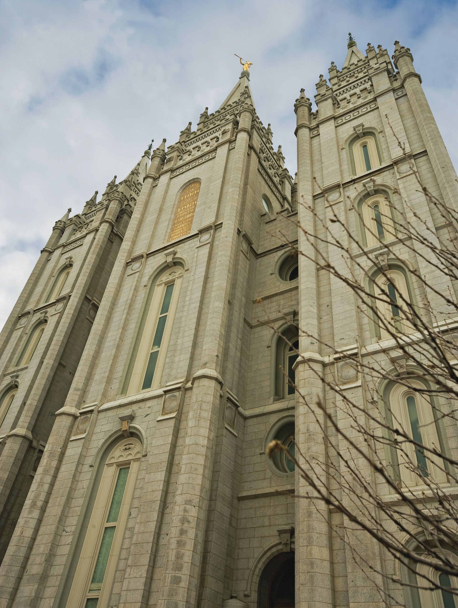 The Salt Lake Temple, including the windows and spires.