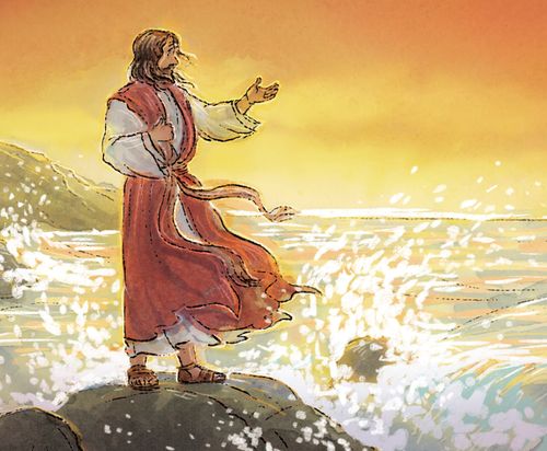 Jesus calming a storm