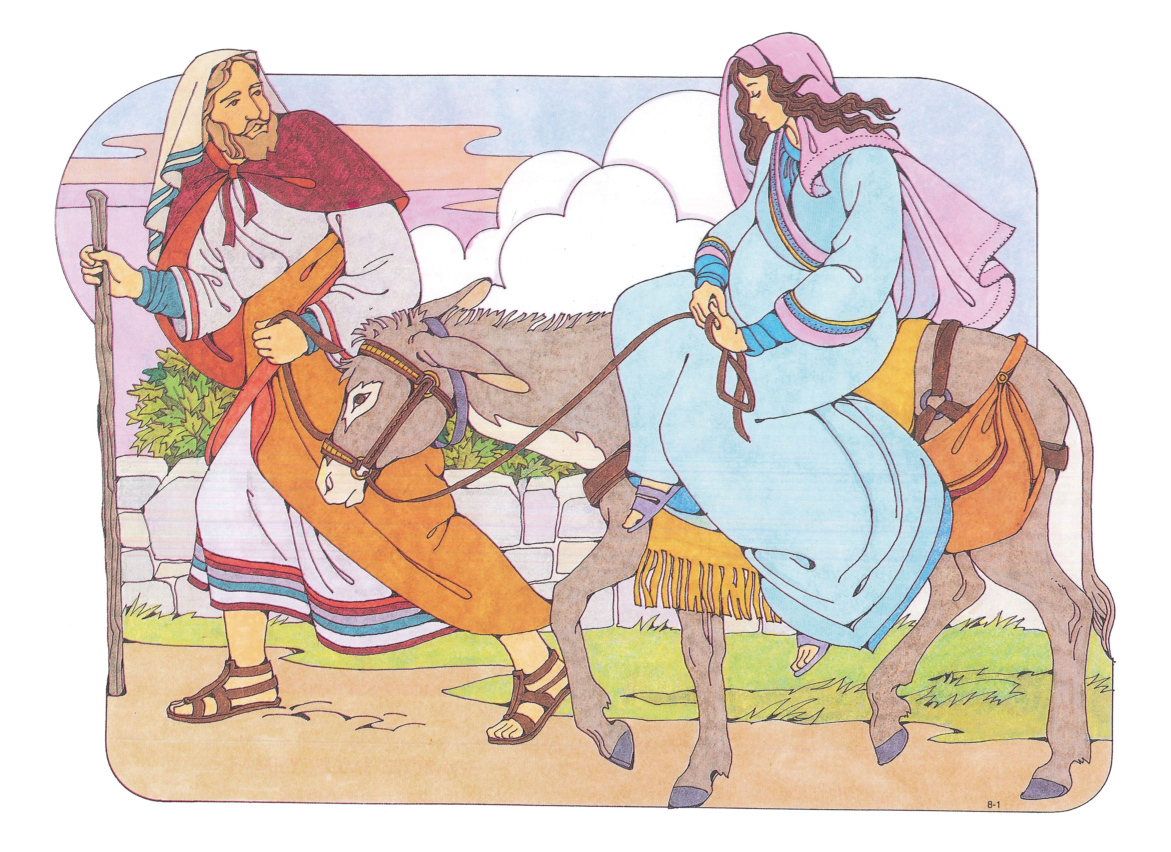 Primary Visual Aids: Cutout 8-1, Joseph and Mary, Who Are on a Donkey.