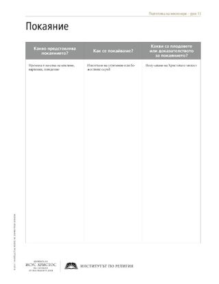 Материал за раздаване относно покаянието