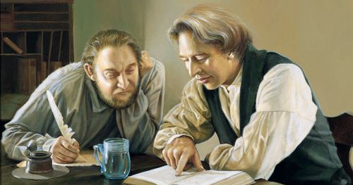 Joseph Smith and Sidney Rigdon reading