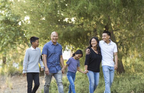 family taking a walk