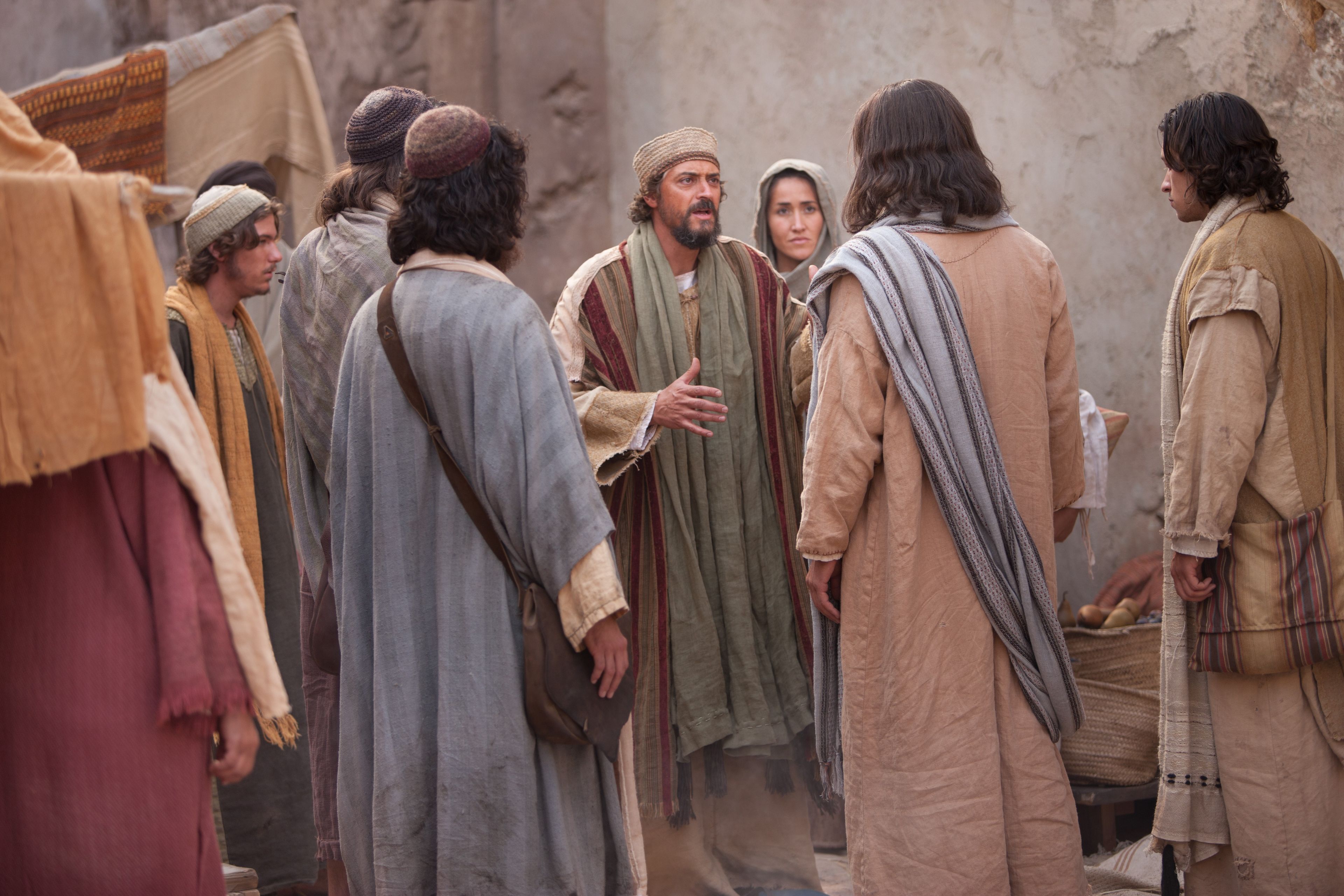 Jairus, whose daughter is sick, seeks Christ on the street to ask Him for His help.