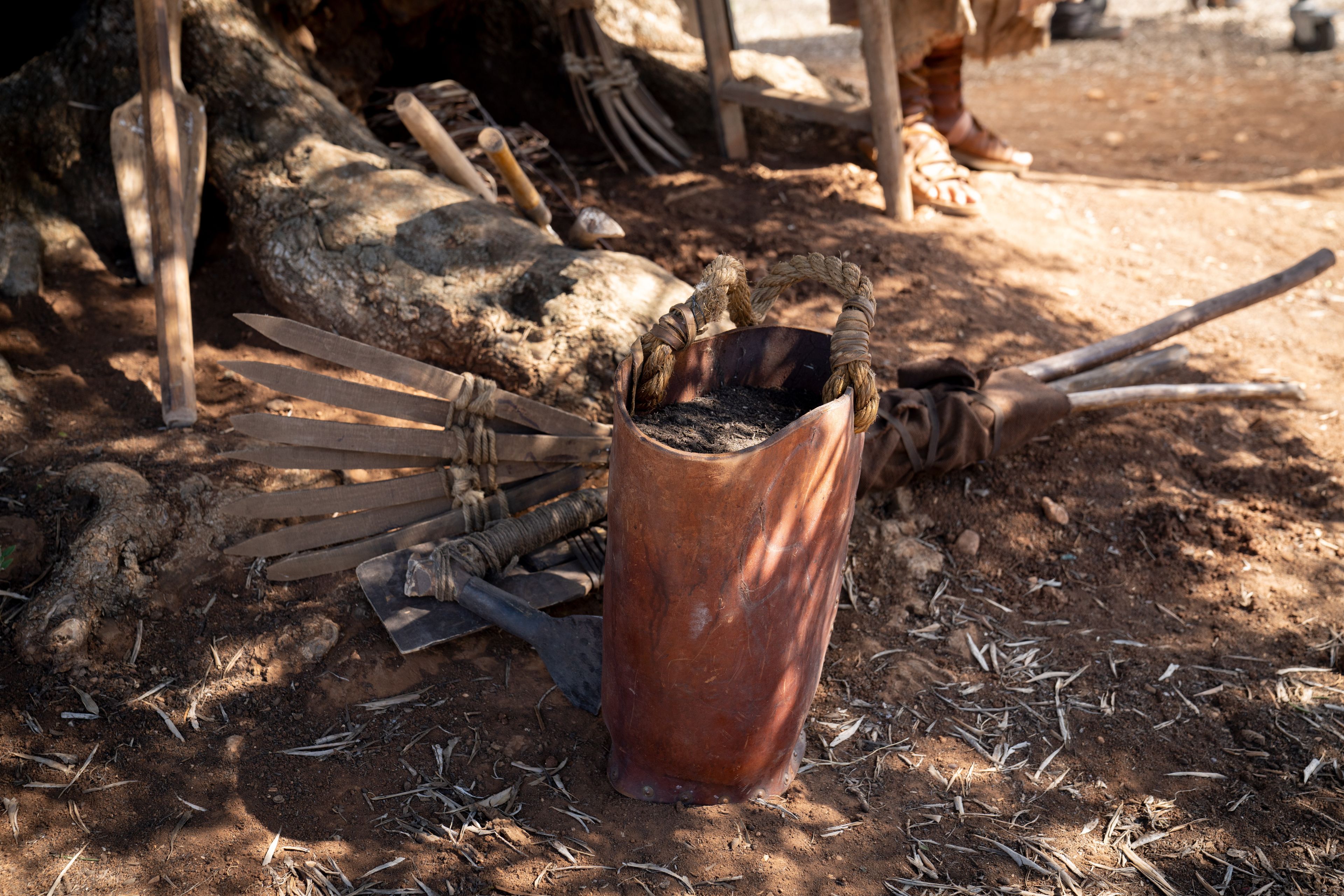 Tools to tend to the dying mother olive tree used for digging, pruning, and nurturing. This is part of the olive tree allegory mentioned in Jacob 5.