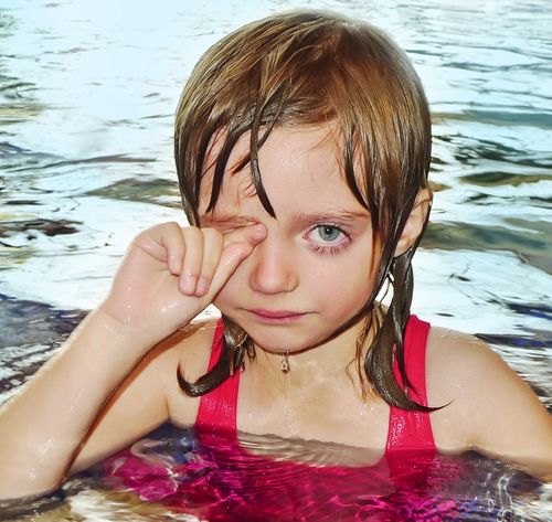 little girl swimming