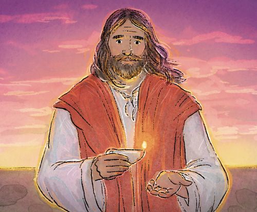 Jesus holding up a light