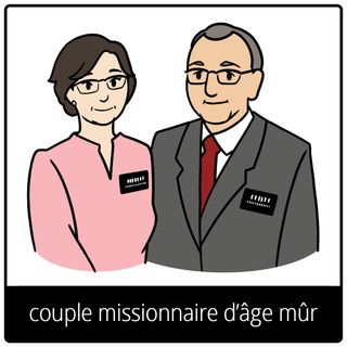 Pictogramme de l’Évangile pour « couple missionnaire d’âge mûr »