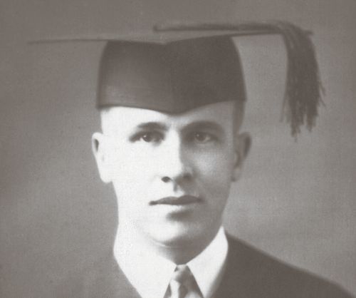 President Ezra Taft Benson in cap and gown, graduation