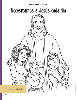 coloring page of Jesus with children