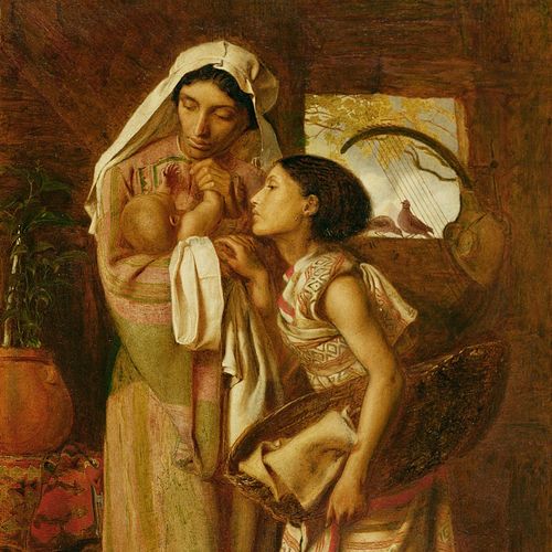 赤ん坊のモーセとその母親と姉