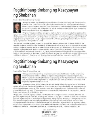 handout, Pagtitimbang-timbang ng Kasaysayan ng Simbahan