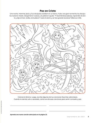 coloring page of Jesus calming the storm