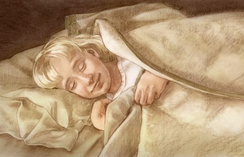 a young girl sleeps