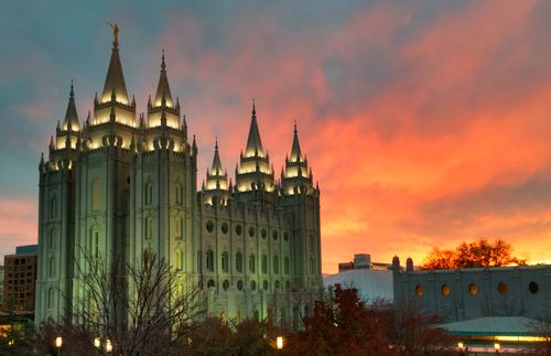 Templo de Salt Lake ao entardecer