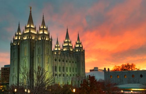 Salt Lake Temple at dusk
