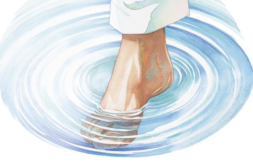 illustration of foot in water