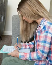 teenager studying