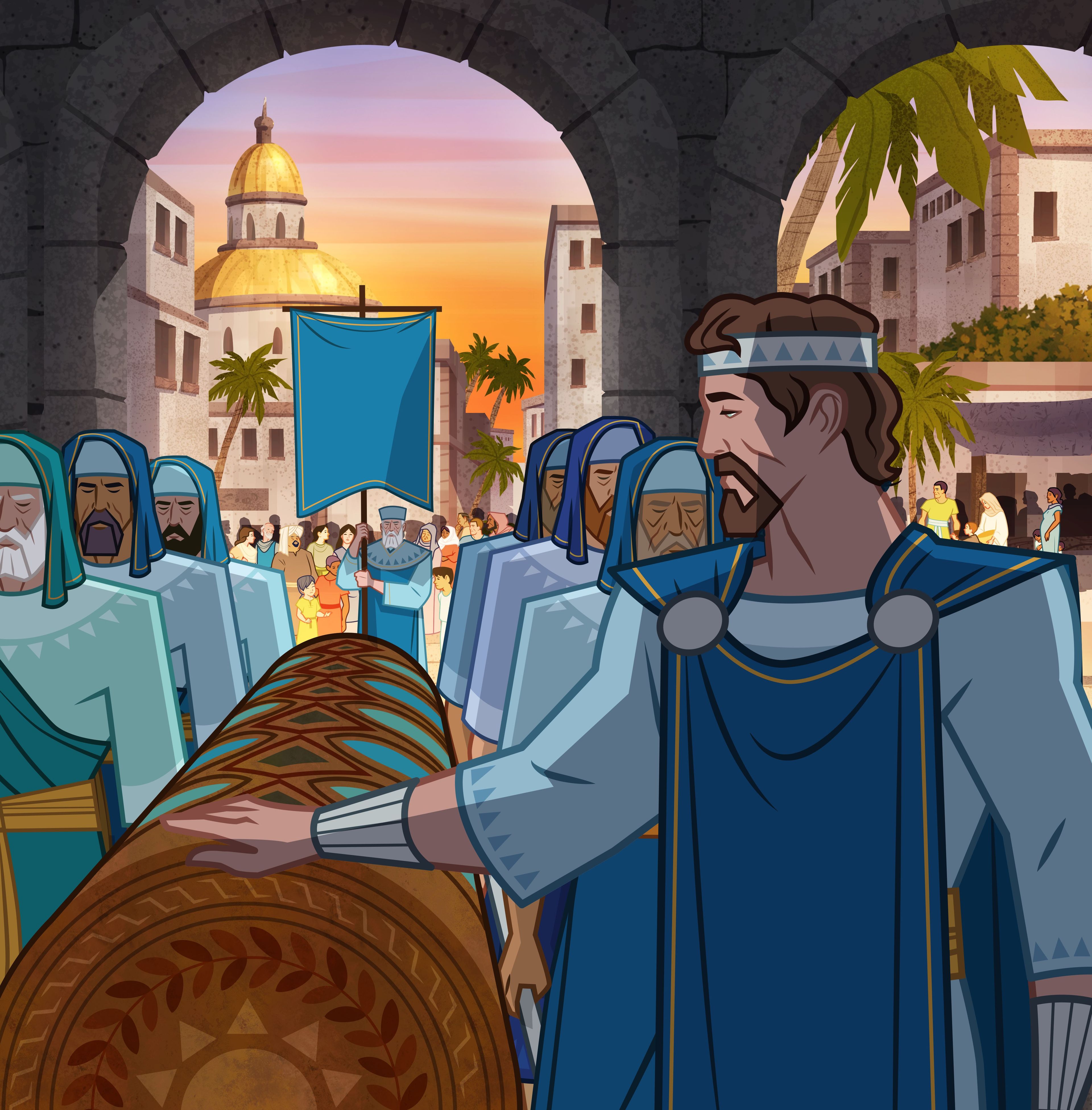 Illustration of Israelite funeral. 1 Samuel 31:2–6; 2 Samuel 1:11–12; 5:1–5