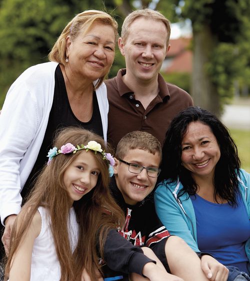 family with parents, children, grandmother