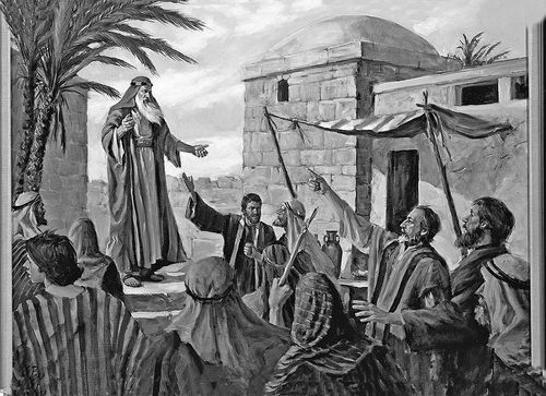 Lehi preaching in Jerusalem