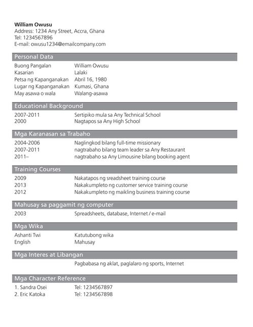 resume example