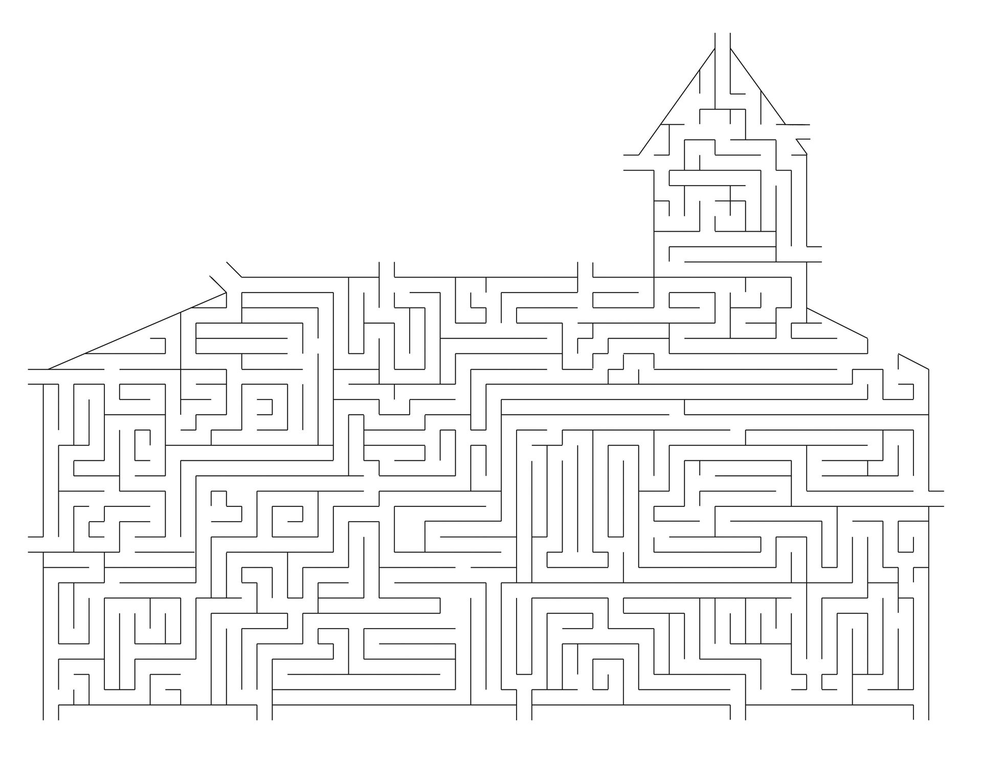 A maze to help children get through a church, with many different entrances and exits.