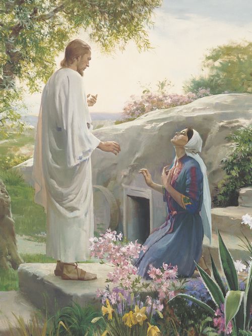 墓の前のキリストとマリヤ