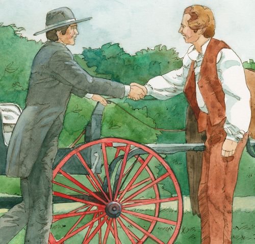 Joseph meeting Oliver Cowdery