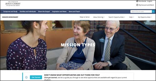 screenshot from senior missionary website