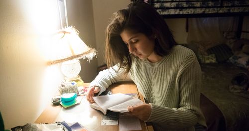 young woman studying