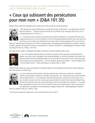 « Ceux qui subissent des persécutions pour mon nom » (D&A 101:35)