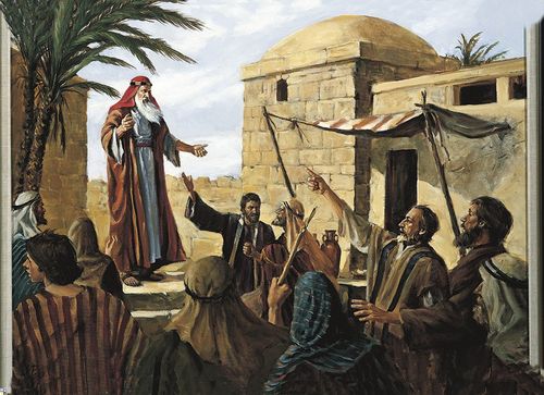 Lehi Prophecying to the People of Jerusalem