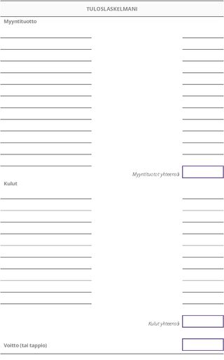 Tyhjä lomake: Oma tuloslaskelma
