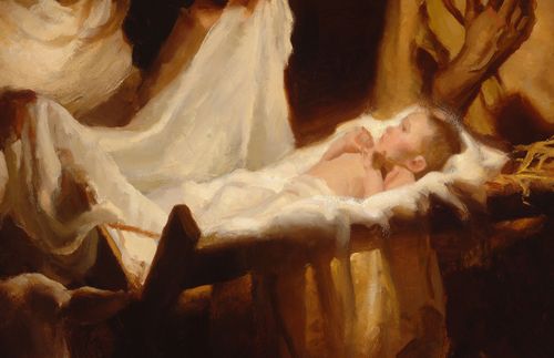 the Christ child in a manger