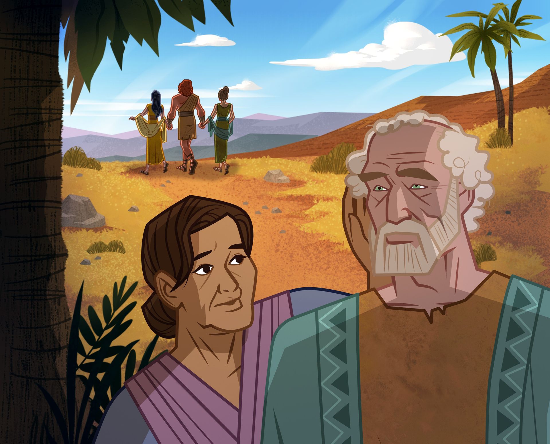 Illustration of Rebekah and Issac. 
Genesis 26:34–35