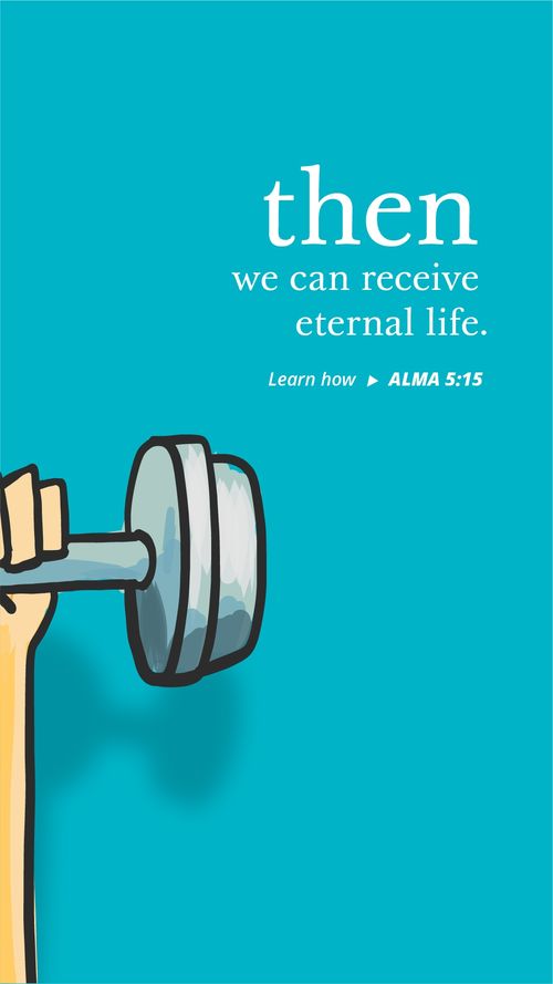 Second of a two-part meme depicting exercise, paired with a thought: We can receive eternal life.
