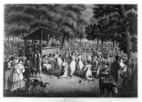 A typical camp meeting about 1830–35