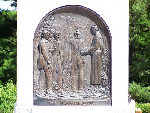Plaque on the base of the statue of Moroni on the Hill Cumorah.