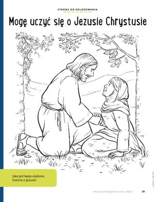 coloring page of Jesus helping a woman