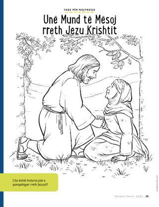 coloring page of Jesus helping a woman