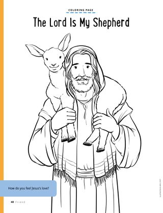 coloring page of Jesus holding a lamb
