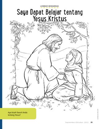 coloring page of Jesus helping a woman