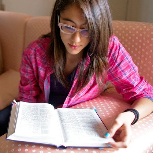 young woman reading